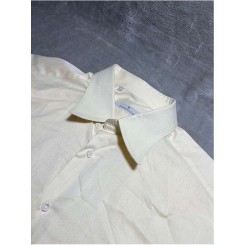 Ermenegildo Zegna Button Up Shirt Men's Size 42/16.5 Yellow Long Sleeve